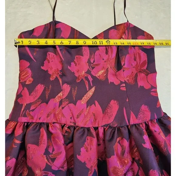 Aidan Mattox Sleeveless Floral Jacquard Party Dress Pink/ Fuchsia Size 16 NWT - Picture 13 of 14